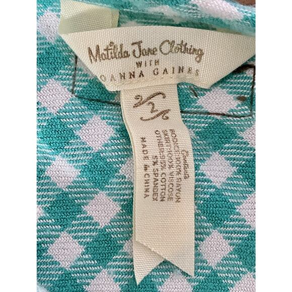 Matilda Jane Joanna Gaines Once Upon A Time Pecan Pie Green Gingham Floral Top 2 - Picture 6 of 8